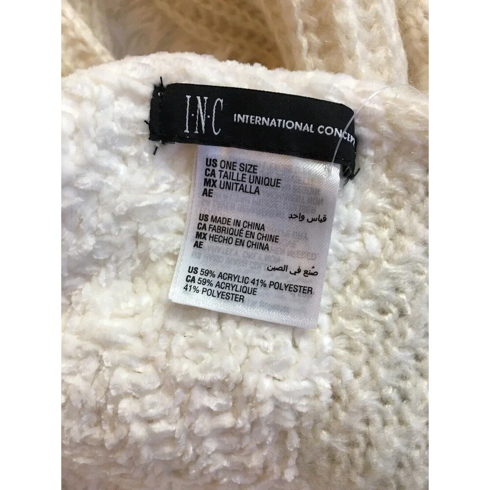 Inc Scarf Striped Arrow-Stitch Muffler White Ivory One Size Neck Warm